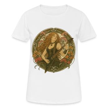 Gitarre im Jugendstil mit Blütenranken - Frauen T-Shirt atmungsaktiv - Weiß - Vorne - AI Model Female 172 dark (172cm)