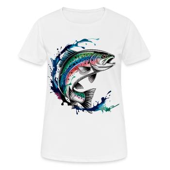 Springende Forelle Forelle Sprung - Frauen T-Shirt atmungsaktiv - Weiß - Vorne - AI Model Female 172 dark (172cm)