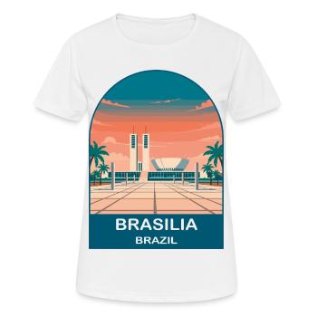 Brasilia Brazil Skyline Vintage Travel Poster - Women's Breathable T-Shirt - white - Front - AI Model Female 172 dark (172cm)