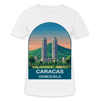 Caracas Venezuela Skyline Vintage Travel Poster - Women's Breathable T-Shirt - white - Front - AI Model Female 172 dark (172cm)