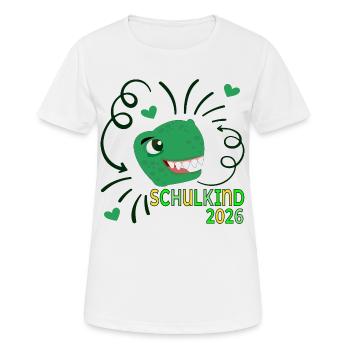 Dinosaurier Schulkind 2026 - Frauen T-Shirt atmungsaktiv - Weiß - Vorne - AI Model Female 172 dark (172cm)