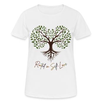 Wurzelkraft: Selbstliebe Baum - Frauen T-Shirt atmungsaktiv - Weiß - Vorne - AI Model Female 172 dark (172cm)