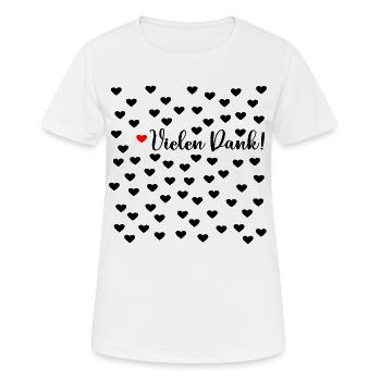 Dankbarkeit Vielen Dank Herzen - Frauen T-Shirt atmungsaktiv - Weiß - Vorne - AI Model Female 172 dark (172cm)