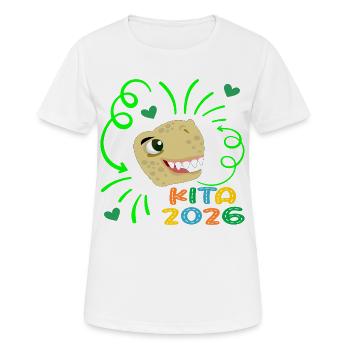 Dinosaurier Kita 2026 - Frauen T-Shirt atmungsaktiv - Weiß - Vorne - AI Model Female 172 dark (172cm)