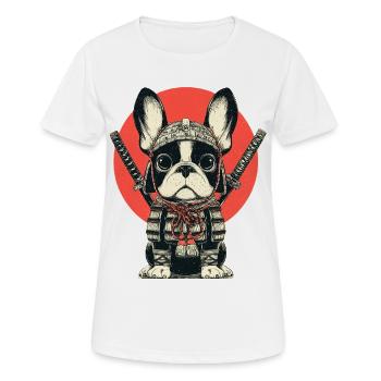 Samurai Bulldog in Armor - Women's Breathable T-Shirt - white - Front - AI Model Female 172 dark (172cm)