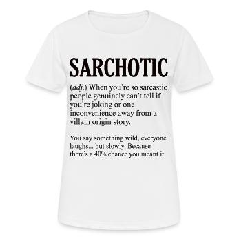 Définition sarcastique drôle : sarcastique - T-shirt respirant Femme - blanc - Devant - AI Model Female 172 dark (172cm)