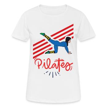 Pilates in motion on red lines - Women's Breathable T-Shirt - white - Front - AI Model Female 172 dark (172cm)