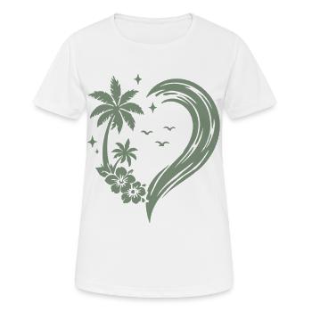 Herz Palme Blumen Ozean Welle - Frauen T-Shirt atmungsaktiv - Weiß - Vorne - AI Model Female 172 dark (172cm)