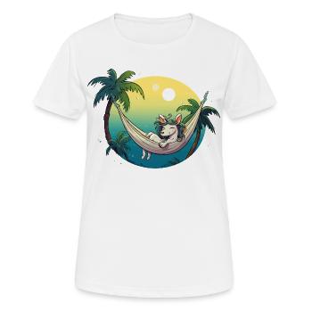 Licorne dans un hamac tropical - T-shirt respirant Femme - blanc - Devant - AI Model Female 172 dark (172cm)