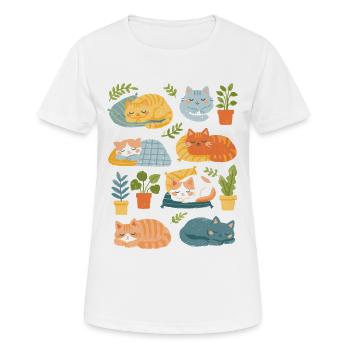 Sleeping cats and houseplants - Women's Breathable T-Shirt - white - Front - AI Model Female 172 dark (172cm)