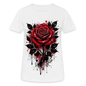 Rose, Red Rose, Rose & Flowers - Women's Breathable T-Shirt - white - Front - AI Model Female 172 dark (172cm)