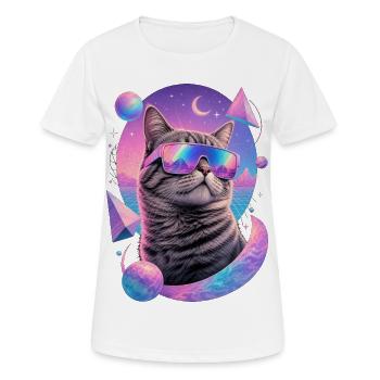 Cat Neon Astral Glasses - Women's Breathable T-Shirt - white - Front - AI Model Female 172 dark (172cm)