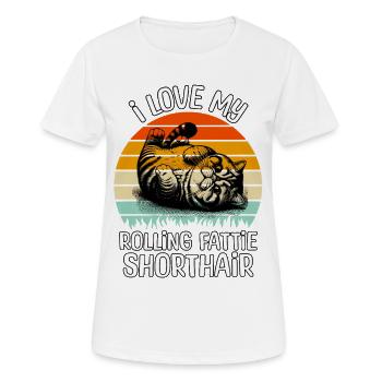 Lustige Exotische Kurzhaarkatze - Frauen T-Shirt atmungsaktiv - Weiß - Vorne - AI Model Female 172 dark (172cm)
