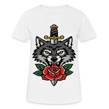 Fierce wolf dagger and pink style tattoo - Women's Breathable T-Shirt - white - Front - AI Model Female 172 dark (172cm)