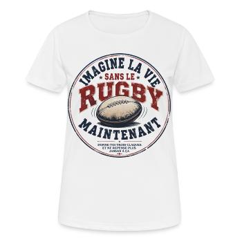 IMAGINE LA VIE SANS LE RUGBY - T-shirt respirant Femme - blanc - Devant - AI Model Female 172 dark (172cm)