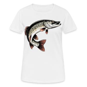 Raubfisch Hecht - Frauen T-Shirt atmungsaktiv - Weiß - Vorne - AI Model Female 172 dark (172cm)