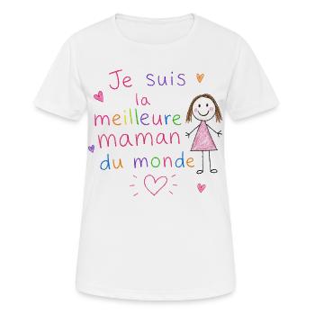 Je suis la meilleure maman du monde - T-shirt respirant Femme - blanc - Devant - AI Model Female 172 dark (172cm)
