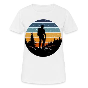 Hiker silhouette reclining retro forest - Women's Breathable T-Shirt - white - Front - AI Model Female 172 dark (172cm)