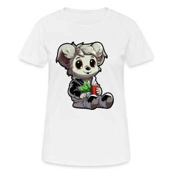 Kleiner Koala im Hoodie mit Becher - Frauen T-Shirt atmungsaktiv - Weiß - Vorne - AI Model Female 172 dark (172cm)