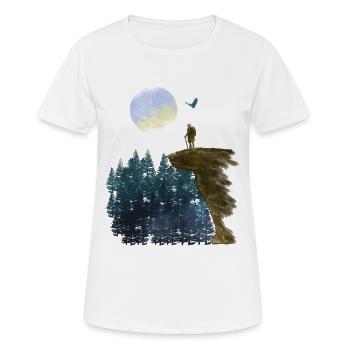 Aventure de randonneurs en montagne et sur rochers - T-shirt respirant Femme - blanc - Devant - AI Model Female 172 dark (172cm)