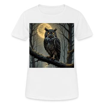Nocturnal Eagle Owl in the Moon Forest - Women's Breathable T-Shirt - white - Front - AI Model Female 172 dark (172cm)