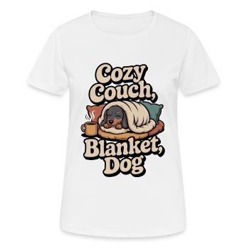 Kuschel Dackel - Frauen T-Shirt atmungsaktiv - Weiß - Vorne - AI Model Female 172 dark (172cm)