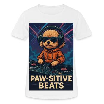 DJ Maltipoo – Beats paw-sitive dans la boîte de nuit - T-shirt respirant Femme - blanc - Devant - AI Model Female 172 dark (172cm)
