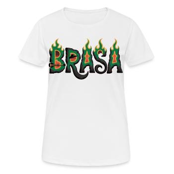 T-shirt Brésil avec flammes – Motif de football samba - T-shirt respirant Femme - blanc - Devant - AI Model Female 172 dark (172cm)