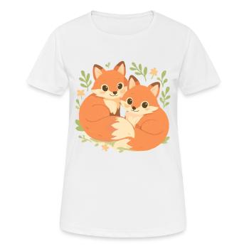 Deux adorables renards blottis dans la forêt - T-shirt respirant Femme - blanc - Devant - AI Model Female 172 dark (172cm)