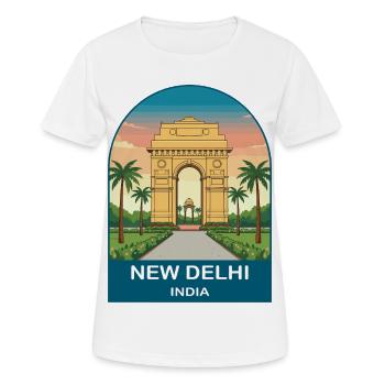 Design de voyage urbain vintage à la porte indienne de New Delhi - T-shirt respirant Femme - blanc - Devant - AI Model Female 172 dark (172cm)