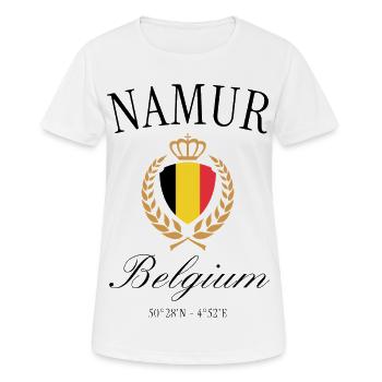 Namur Belgien Wappen Krone – Reise Souvenir - Frauen T-Shirt atmungsaktiv - Weiß - Vorne - AI Model Female 172 dark (172cm)