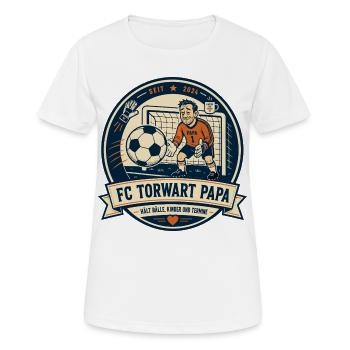 FC Torwart Papa - Frauen T-Shirt atmungsaktiv - Weiß - Vorne - AI Model Female 172 dark (172cm)