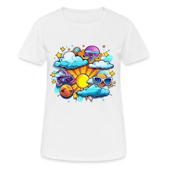Sonnenfreuden im Wolkenkreis - Frauen T-Shirt atmungsaktiv - Weiß - Vorne - AI Model Female 172 dark (172cm)
