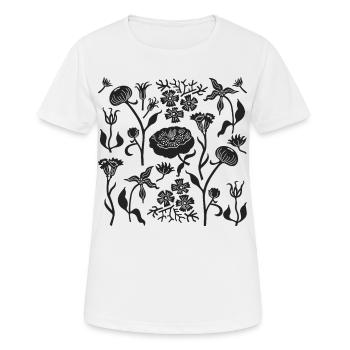 Pfingstrosen für immer L Botanische Pfingstrosen L Schwarz - Frauen T-Shirt atmungsaktiv - Weiß - Vorne - AI Model Female 172 dark (172cm)