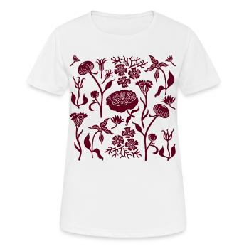Pfingstrosen für immer L Botanische Pfingstrosen L Weinrot - Frauen T-Shirt atmungsaktiv - Weiß - Vorne - AI Model Female 172 dark (172cm)