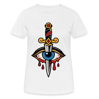Mystical eye pierced by tattoo-style dagger - Women's Breathable T-Shirt - white - Front - AI Model Female 172 dark (172cm)