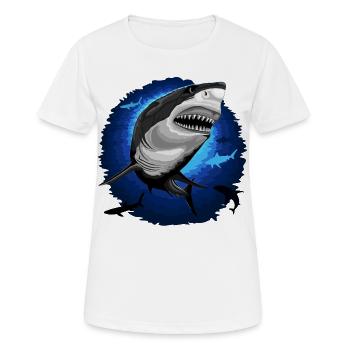 Mâchoires d’attaque de requin sur un océan bleu profond - T-shirt respirant Femme - blanc - Devant - AI Model Female 172 dark (172cm)
