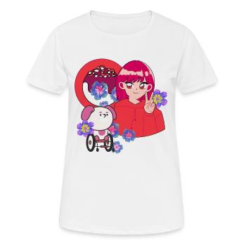 Signe de paix et art du chien en fauteuil roulant - T-shirt respirant Femme - blanc - Devant - AI Model Female 172 dark (172cm)