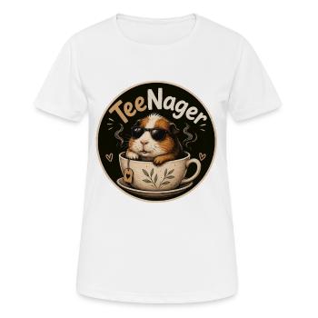TeeNager Wortspiel - Frauen T-Shirt atmungsaktiv - Weiß - Vorne - AI Model Female 172 dark (172cm)
