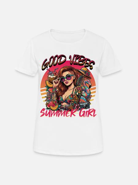 Gute Vibes Summer Girl - Frauen T-Shirt atmungsaktiv - Weiß
