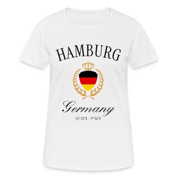 Hamburg Germany Coat of Arms Crown – Travel Souvenir - Women's Breathable T-Shirt - white - Front - AI Model Female 172 dark (172cm)