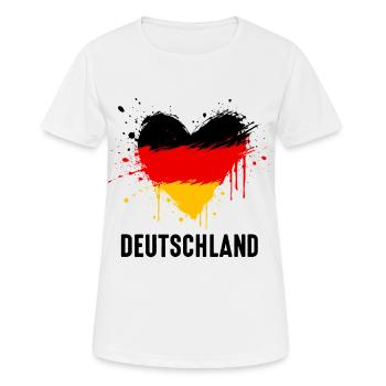 Deutschland Herz Fußball Fanartikel - Frauen T-Shirt atmungsaktiv - Weiß - Vorne - AI Model Female 172 dark (172cm)