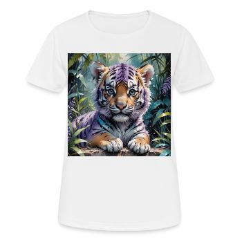 Colorful tiger cub in the jungle - Women's Breathable T-Shirt - white - Front - AI Model Female 172 dark (172cm)