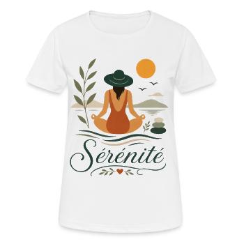 Sérénité au bord de la mer - T-shirt respirant Femme - blanc - Devant - AI Model Female 172 dark (172cm)