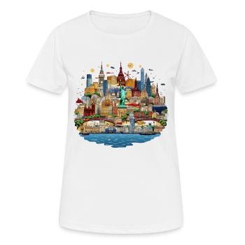 Cosmopolitan Skyline Collage - T-shirt respirant Femme - blanc - Devant - AI Model Female 172 dark (172cm)