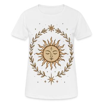Mittsommer Sonne – Spirituelles Boho Motiv - Frauen T-Shirt atmungsaktiv - Weiß - Vorne - AI Model Female 172 dark (172cm)