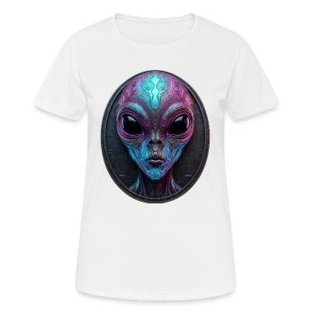Art de science-fiction avec médaillon néon d’alien - T-shirt respirant Femme - blanc - Devant - AI Model Female 172 dark (172cm)