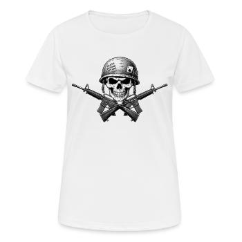 Schädel Gewehr-Emblem - Frauen T-Shirt atmungsaktiv - Weiß - Vorne - AI Model Female 172 dark (172cm)