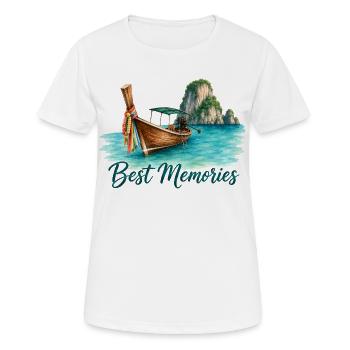 Thailand Urlaub Longtail Boot Aquarell Shirt - Frauen T-Shirt atmungsaktiv - Weiß - Vorne - AI Model Female 172 dark (172cm)