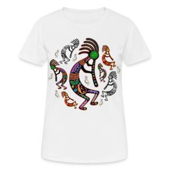 Kokopelli-Regenbogenfarben - Frauen T-Shirt atmungsaktiv - Weiß - Vorne - AI Model Female 172 dark (172cm)